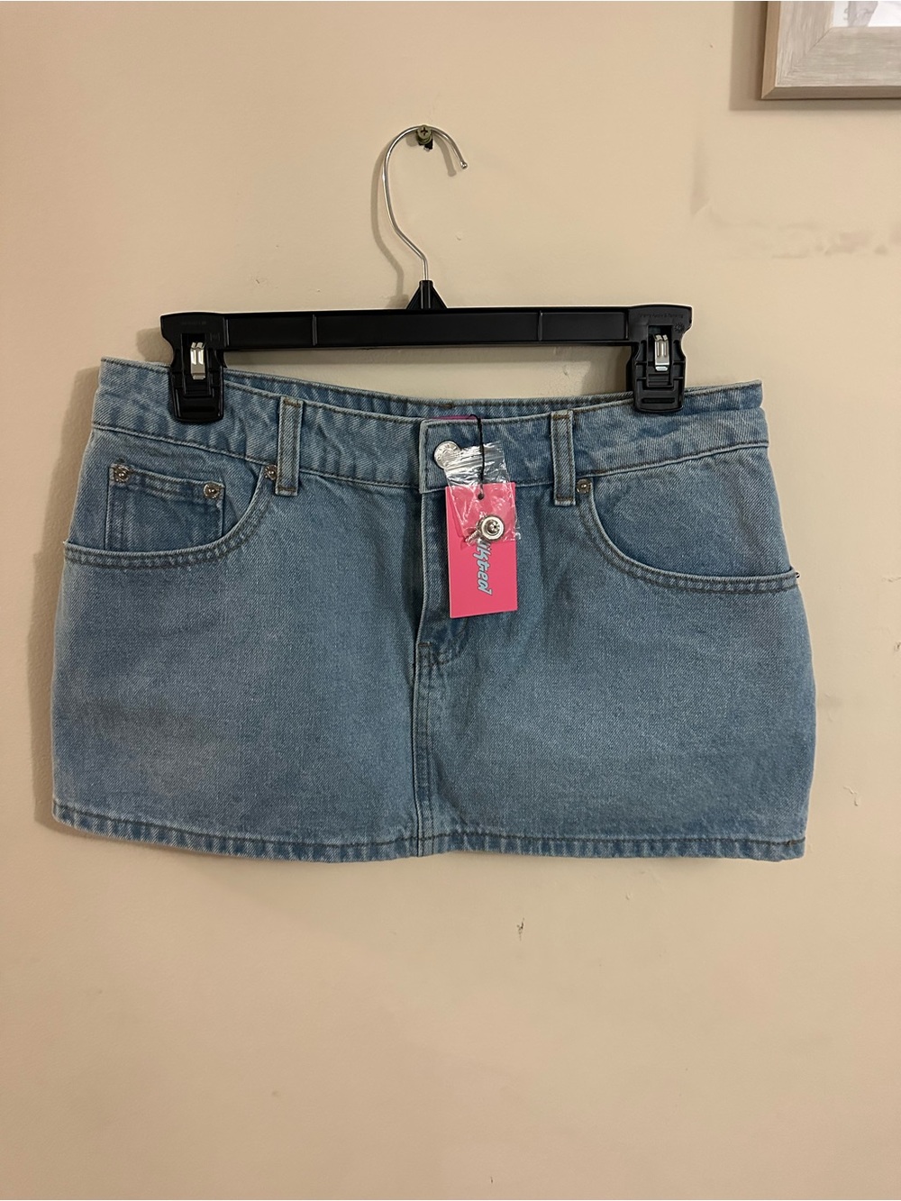 Edikted Light Blue Denim Mini Skirt